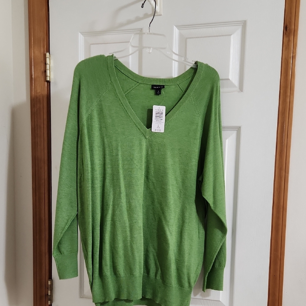 Torrid Vibrant Green V-Neck Top